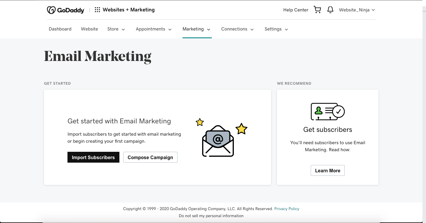 godaddy email marketing tool screenshot