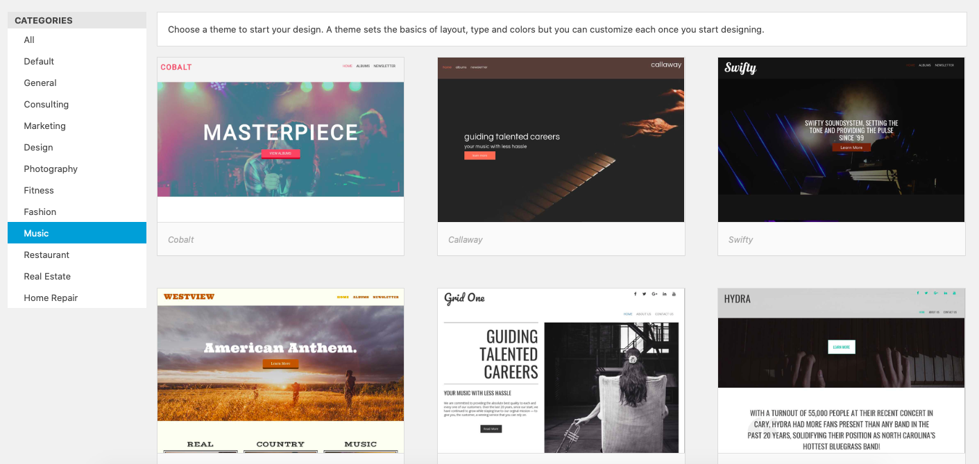 Bold Grid website builder template examples