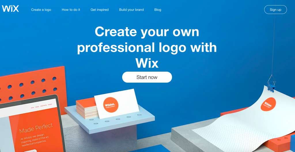 The Wix logo maker home page in a Wix vs Webflow review article