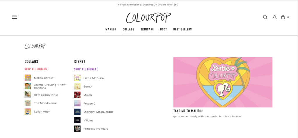 Colour Pop collaborations list